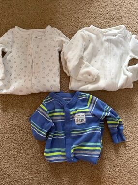 Carter's Blue & Green Striped Baby Snap-Front Romper